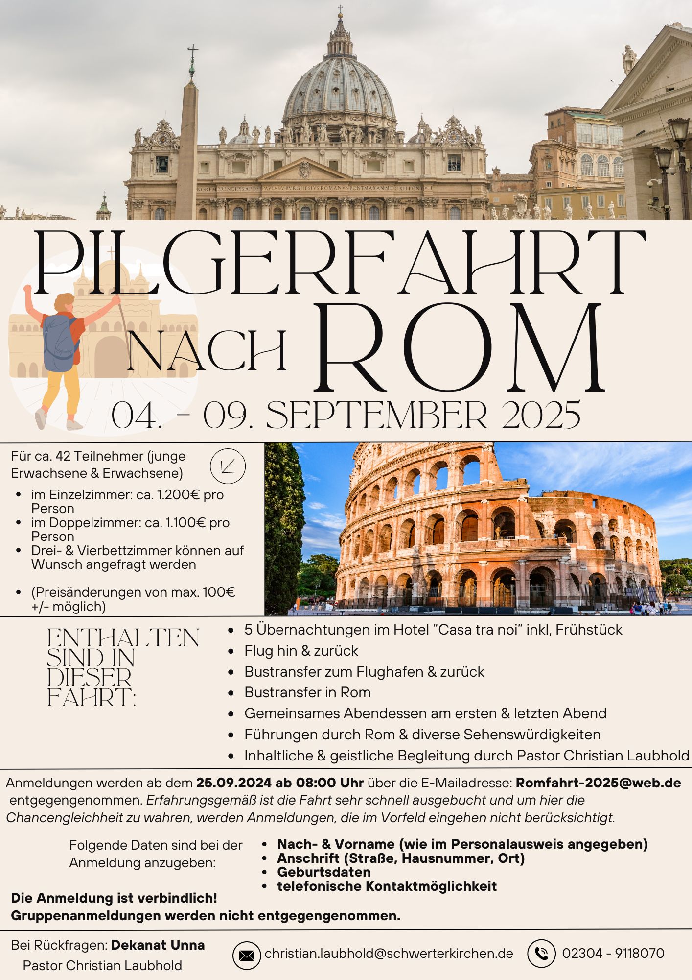 Plakat zur Pilgerfahrt nach Rom