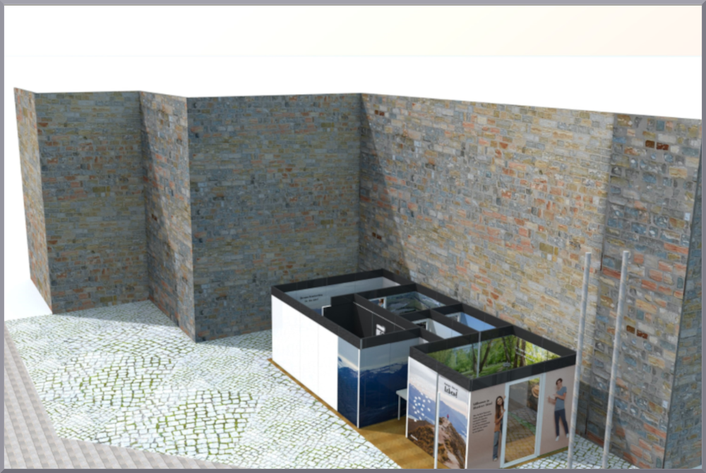 Darstellung der vier Räume, die besucht werden können.