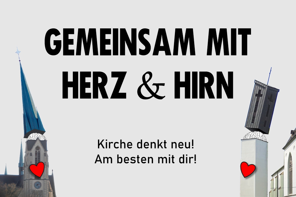 Einladungskarte zur Pfarrversammlung. Gemeinsam mit Herz und Hirn