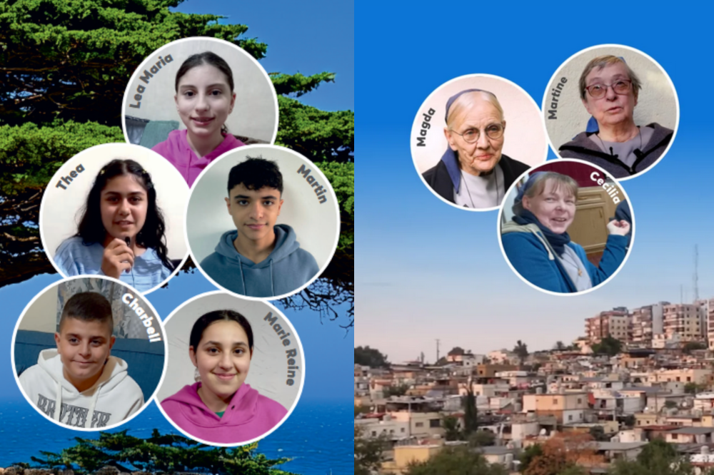 Bild der fünf Kinder und der drei Ordensschwestern