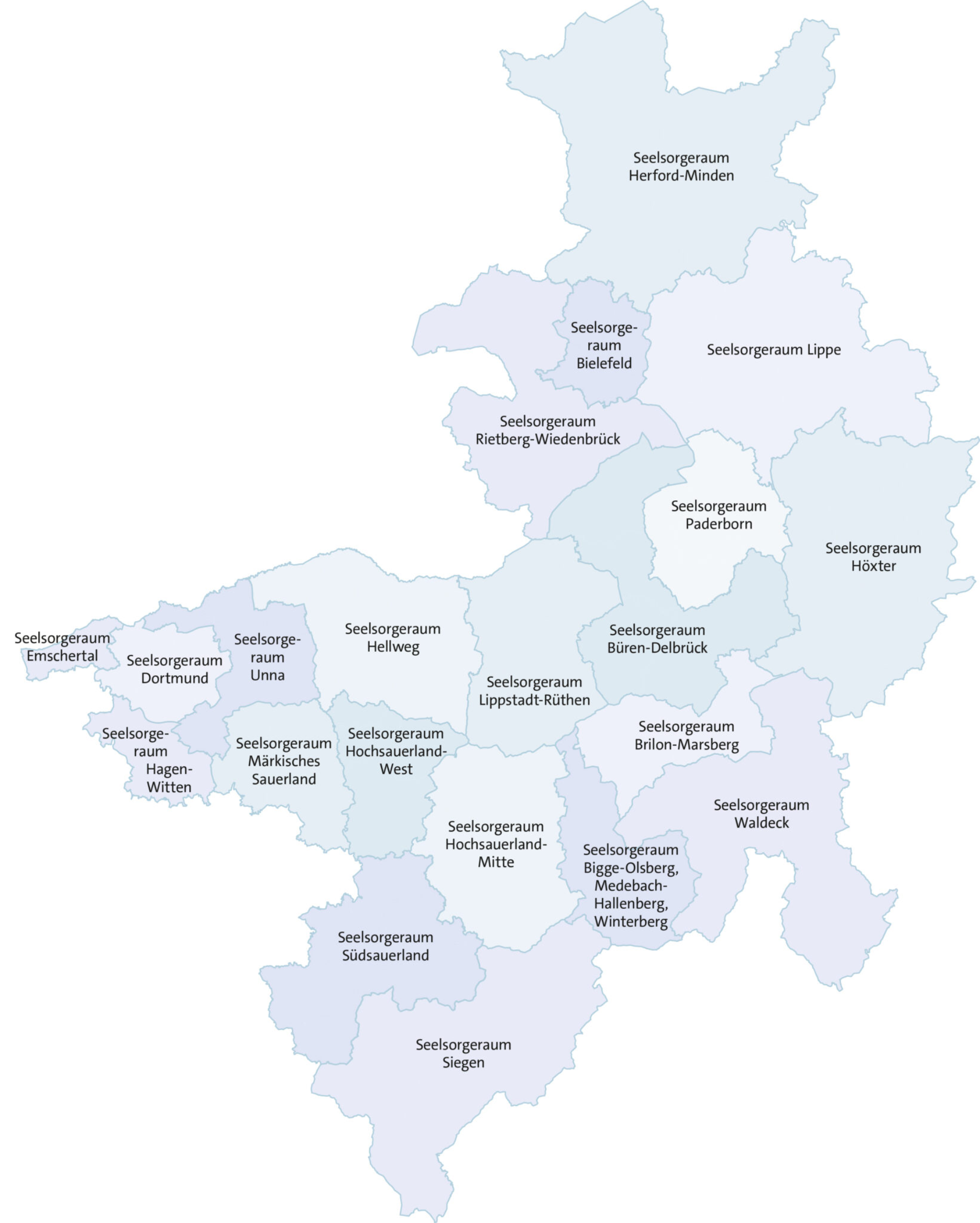 Karte der Seelsorgeräumen im Erzbistum Paderborn